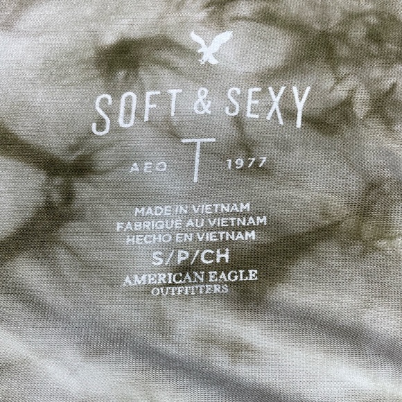 American Eagle Soft&Sexy Small Green/White Tie Dye Tank Top - Picture 3 of 8
